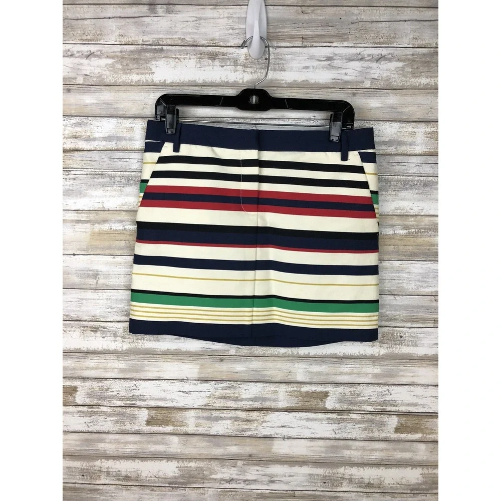J Crew Skirt Women's Size 6 Striped Cotton Preppy Mini Pockets style 31492